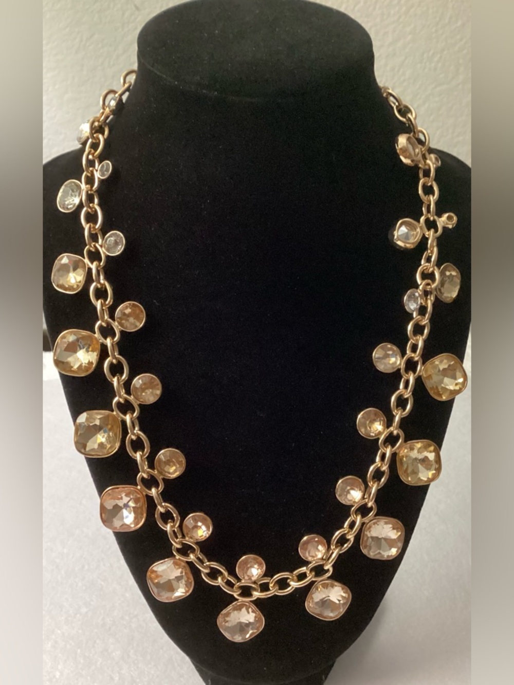 INC International Concepts Gold-Tone Necklace with Peach and Clear Crystals - Picture 2 of 9